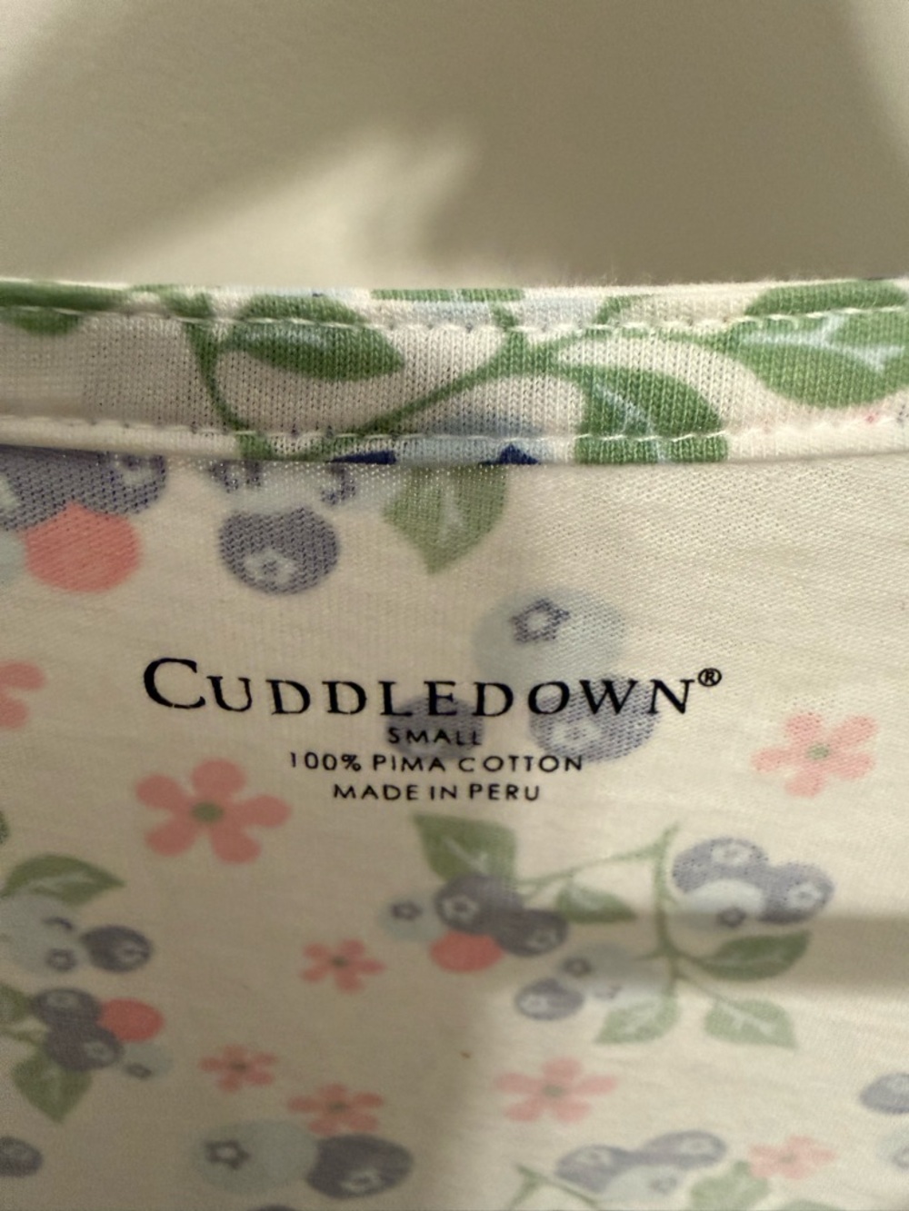 Cuddledown Pima Cotton Nightgown Small Blueberry Floral Pajama Gown Pockets - Picture 4 of 4